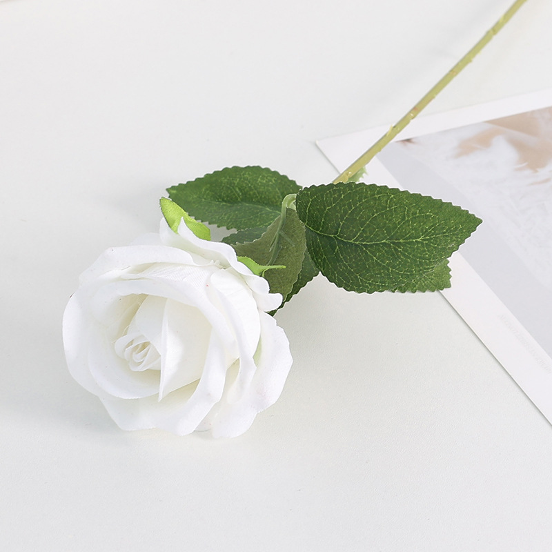 artificial rose single flannel pearl rose home wedding decoration red rose fake flower silk flower valentine rose full figure
