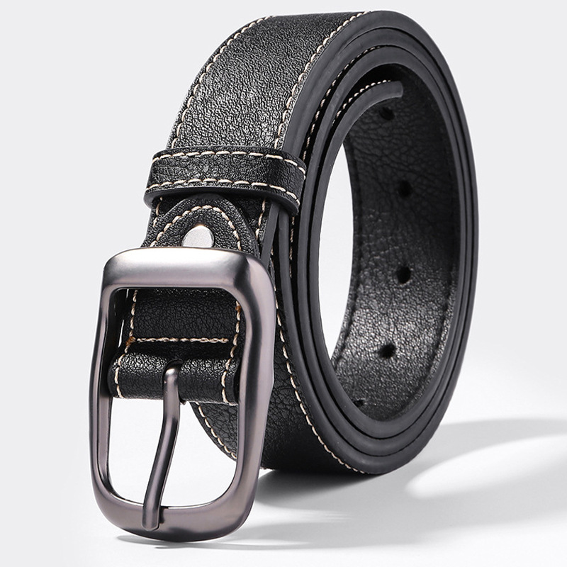 men's leather belt boys trendy belt ins trendy young people pant belt casual all-matching pin buckle 2025 new youth full figure