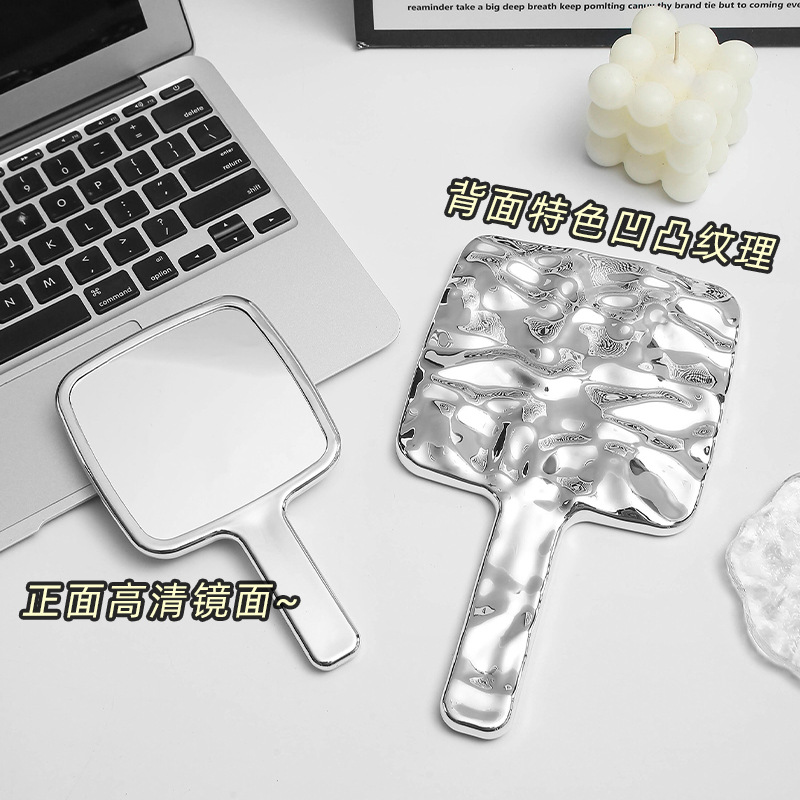 internet celebrity high-grade hand-held cosmetic mirror home retro ins goggles children's portable portable hand-held hairdressing mirror Specification drawing