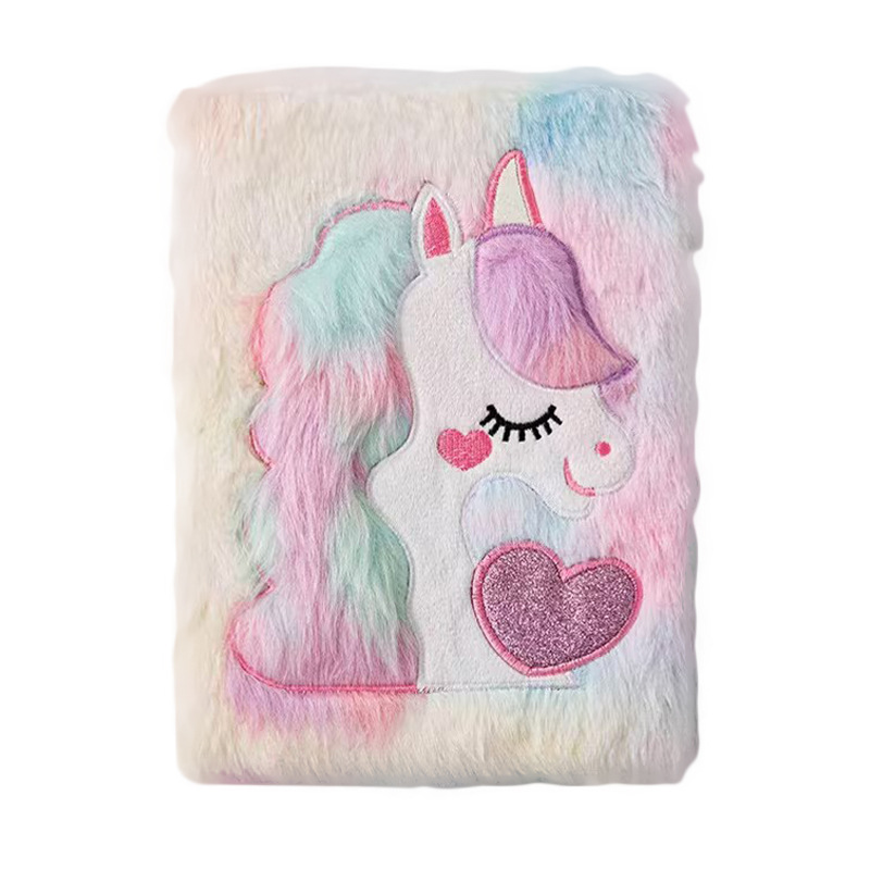 popular unicorn cute plush notebook a5 girl's heart-looking cartoon journal book student stationery gifts Specification drawing