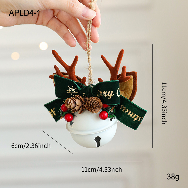 cross-border jingling bell antlers bowknot pine cone bell mixed pendant christmas tree window hanging car ornaments decoration details Picture