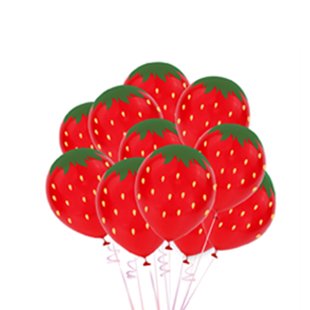 cross-border 12-inch strawberry watermelon balloon scene decorations arrangement birthday party holiday fruit strawberry theme balloon full figure