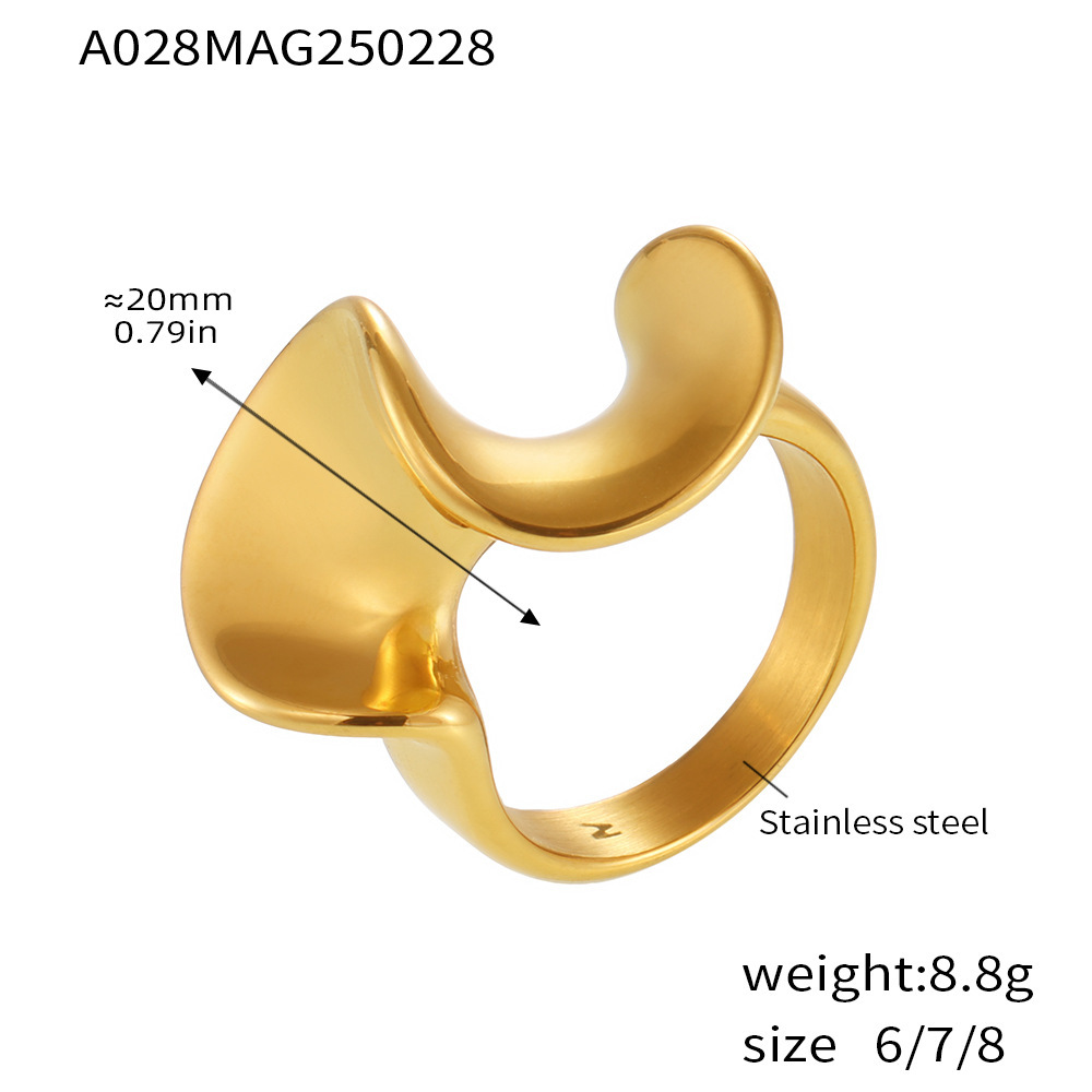 cube sugar cross-border european and american style ring personality design stainless steel pvd electroplating 18k real gold fashion trendy ring Item Picture