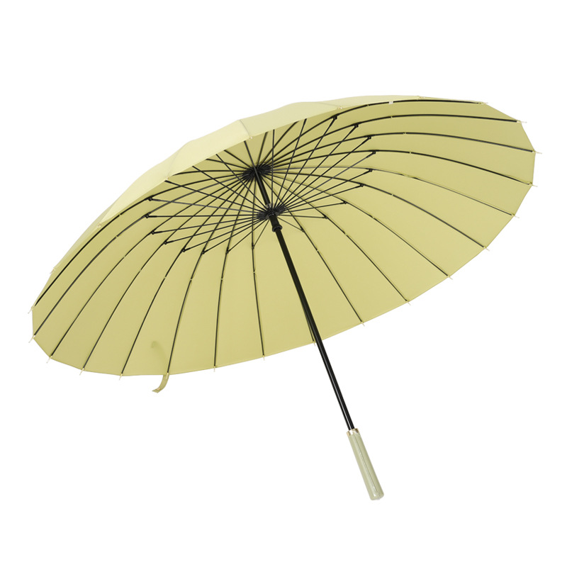 temu hot 24-bone long handle umbrella large double reinforced storm-resistant three-person straight handle umbrella wholesale custom logo Item Picture