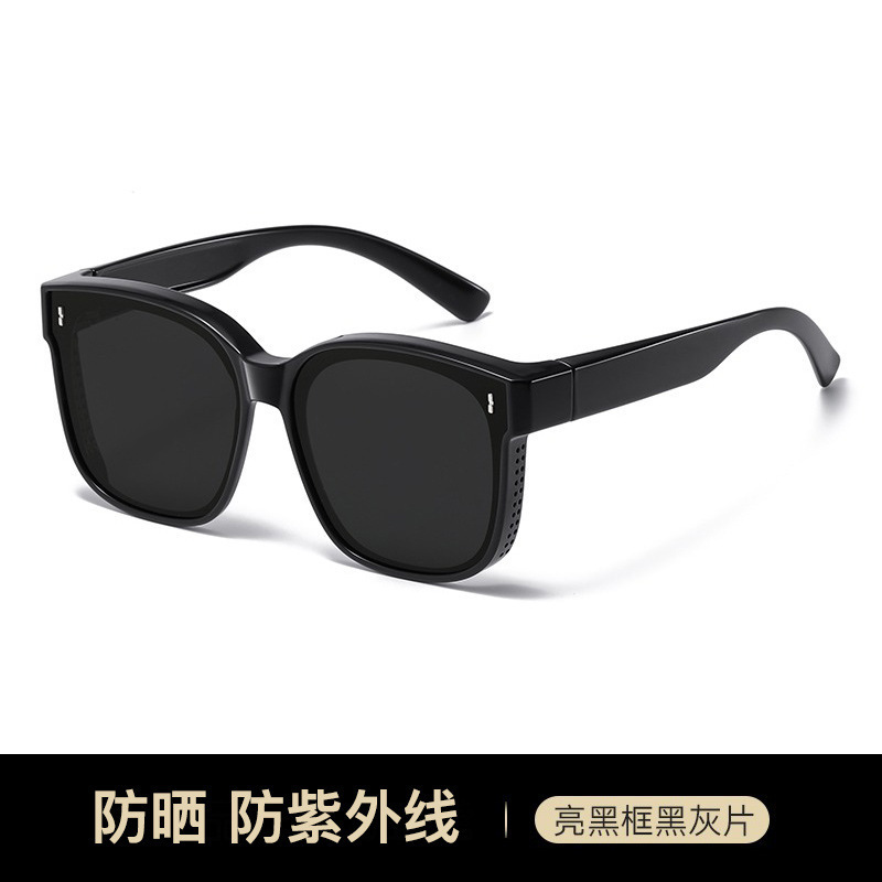 tr90 set of glasses myopia sunglasses men's and women's polarized for driving can cover glasses summer sun protection large rim sunglasses details Picture