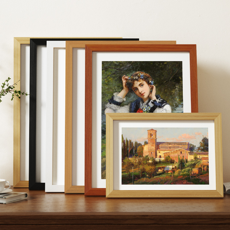 wooden 6-inch photo frame wall-mounted a3a4 paper picture frame 4 open mounting self-mounted large size oil painting frame 12-inch full figure