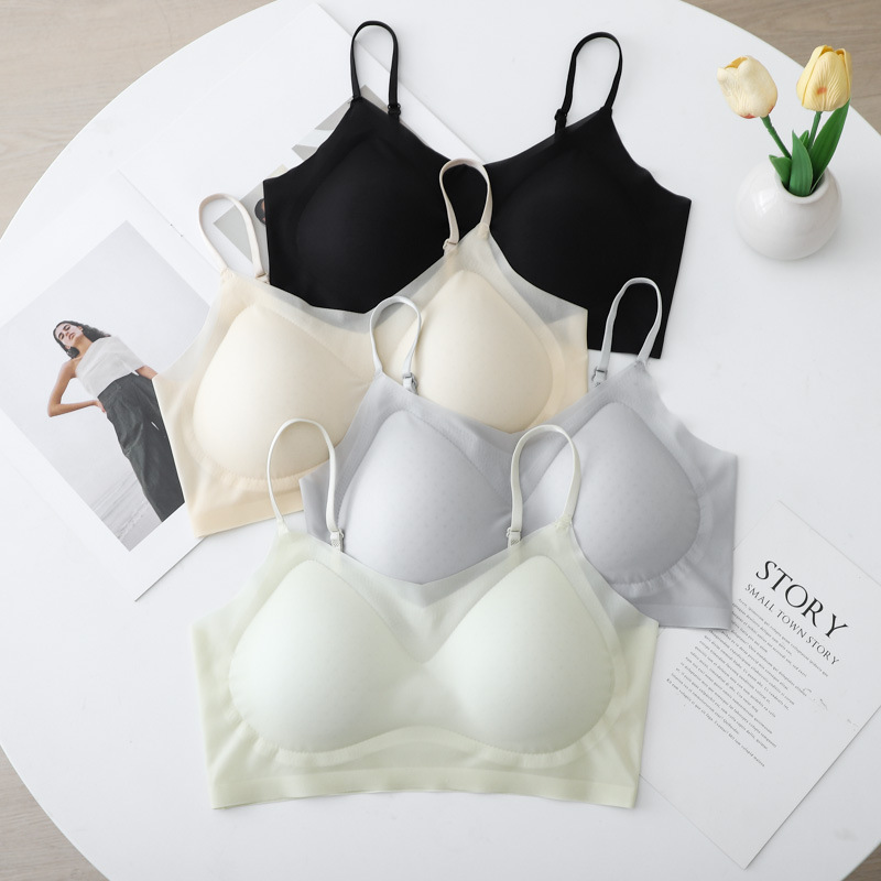 ultra-thin one-piece fixed cup seamless wireless push up breathable cool sling beautiful back underwear for women bra full figure