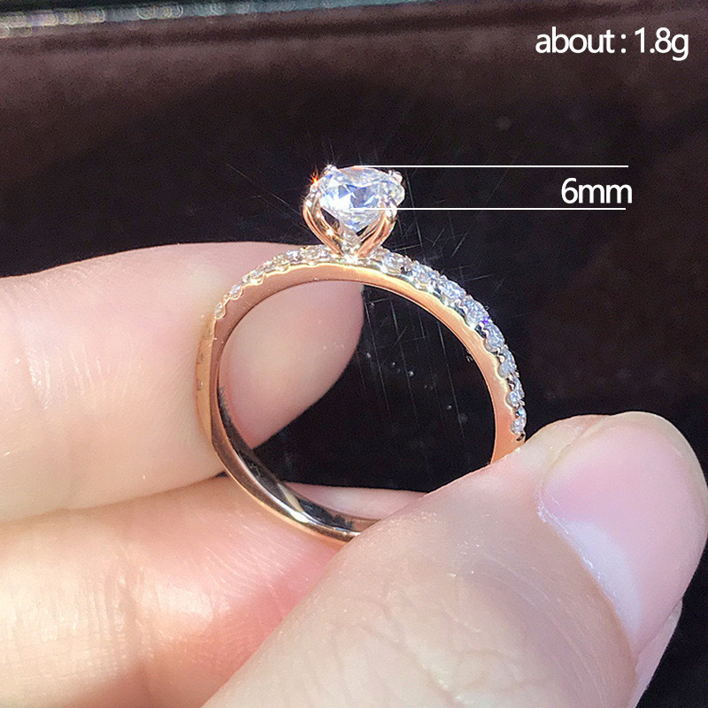 wish cross-border ebay popular european and american fashion zircon engagement ring women's light luxury gem white gold plated diamond ring Item Picture