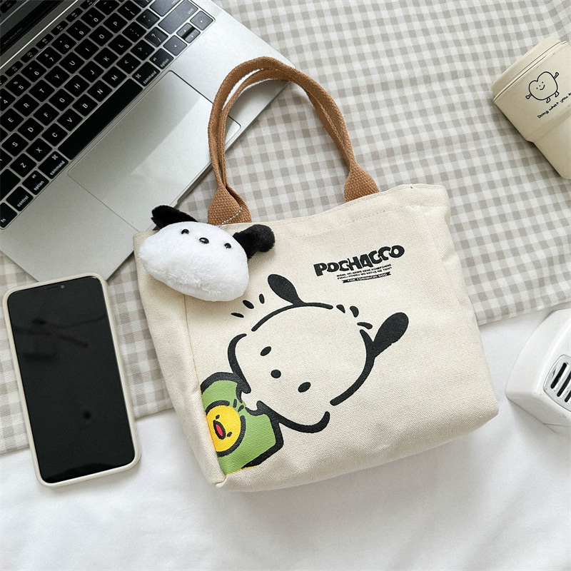 canvas bag for women ins2024 new simple commute lunch box lunch bag minority fashion mini portable small cloth bag Specification drawing