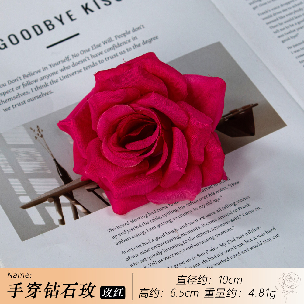 hand-worn diamond rose flower head wedding wedding background wall decoration wearing flower corsage garland accessories rose perianth wholesale details Picture