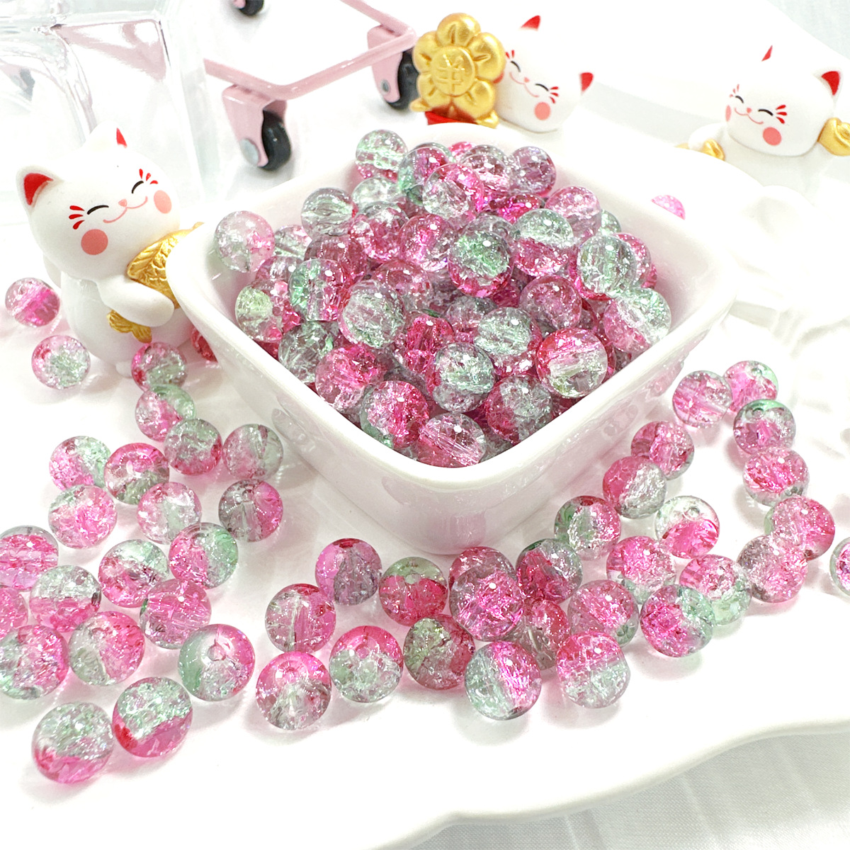 10mm burst flower round beads scattered beads scattered batch glass glass bead handmade bracelet diy materials accessories beads accessories bracelet Specification drawing