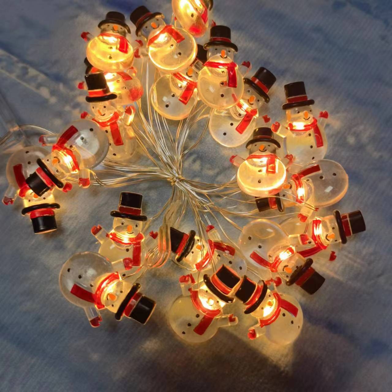 cross-border cute mini snowman christmas shape lighting chain led shape copper wire lamp holiday decoration atmosphere colored light string full figure