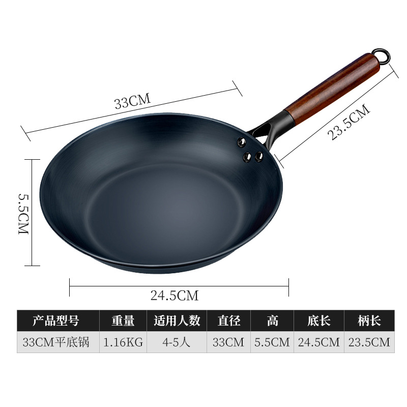 factory wholesale pan fried steak egg non-stick pan household pancakes iron pan uncoated non-pick stove pan full figure