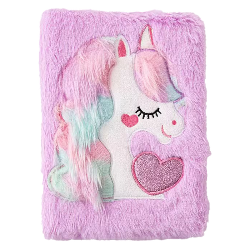 popular unicorn cute plush notebook a5 girl's heart-looking cartoon journal book student stationery gifts full figure