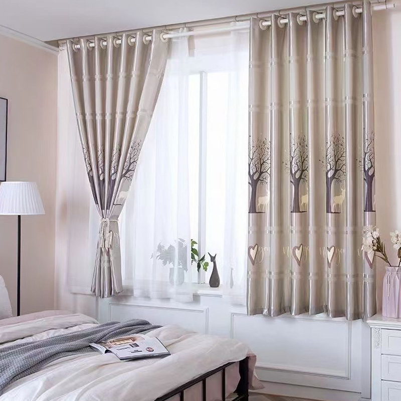 cross-border in stock wholesale printed shading curtain modern simple fresh bay window living room curtain details Picture