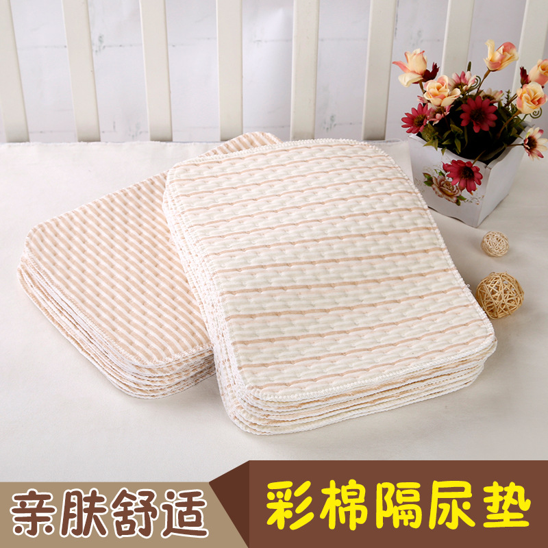 baby's colored cotton reusable underpad waterproof breathable washable baby cotton diaper pad leak-proof diaper nursing pad factory wholesale Application Scenario