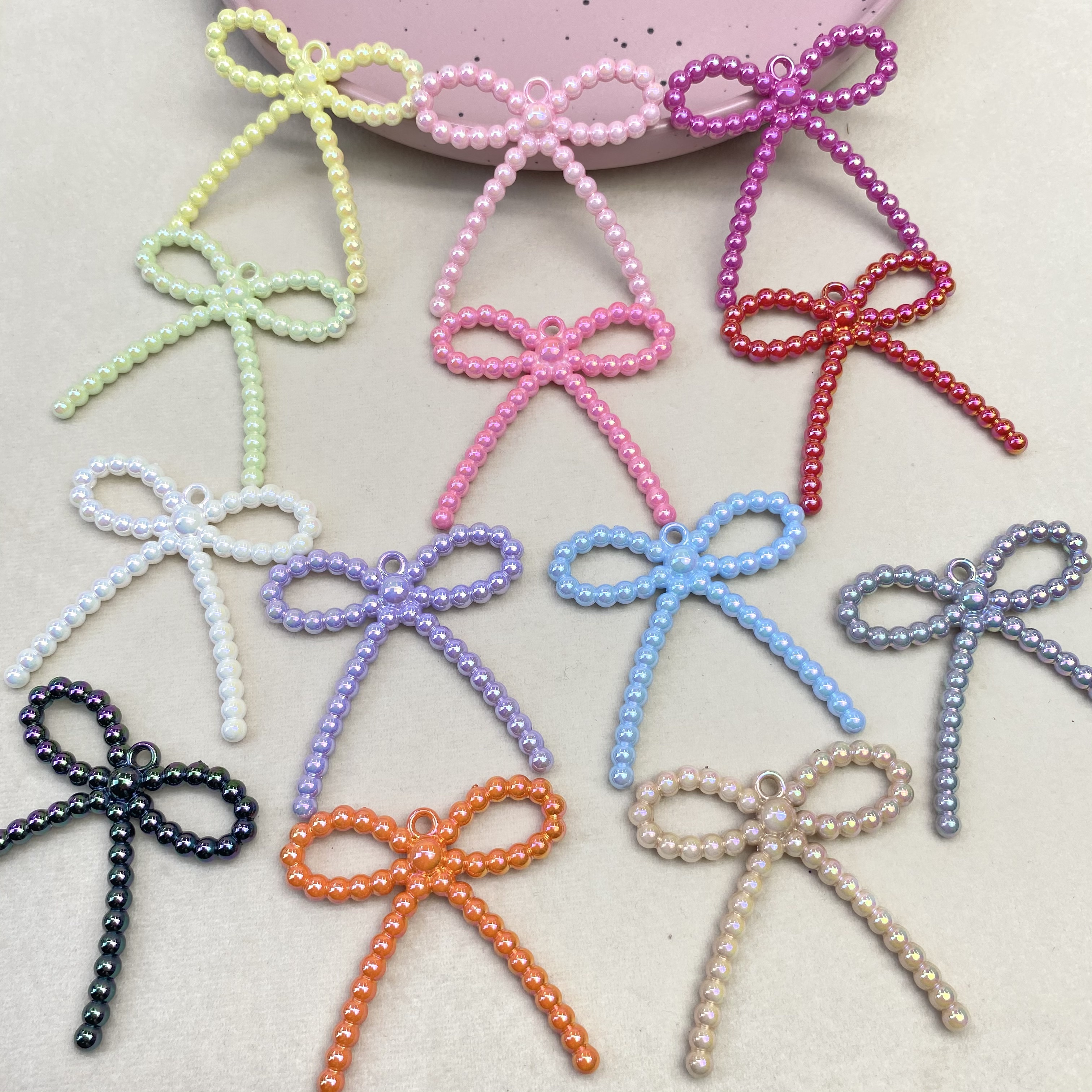 Acrylic solid color UV-coated large hanging hole bow /diy mobile phone chain keychain bag hanging decorative accessory material loose beads Item Picture