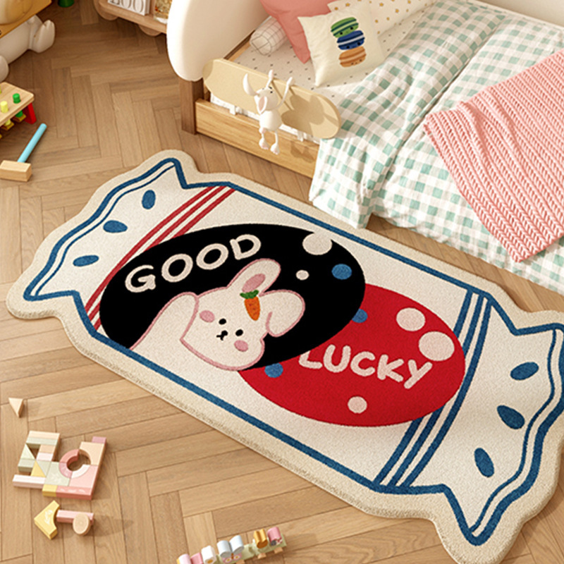 cute cartoon cashmere-like bedside blanket bedroom thickening and wear-resistant partition cool blanket sofa table carpet stain-resistant living room carpet details Picture
