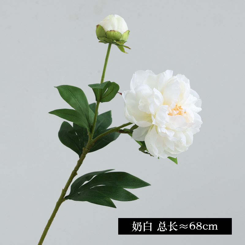 high-end 2-head peony artificial flower chinese living room decoration flowers dining table flower arrangement decoration peony fake flower bouquet details Picture