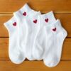 zhuji socks wholesale spring and summer thin red heart all-match black and white girls short socks sweat-absorbent breathable boat socks women's socks Application Scenario