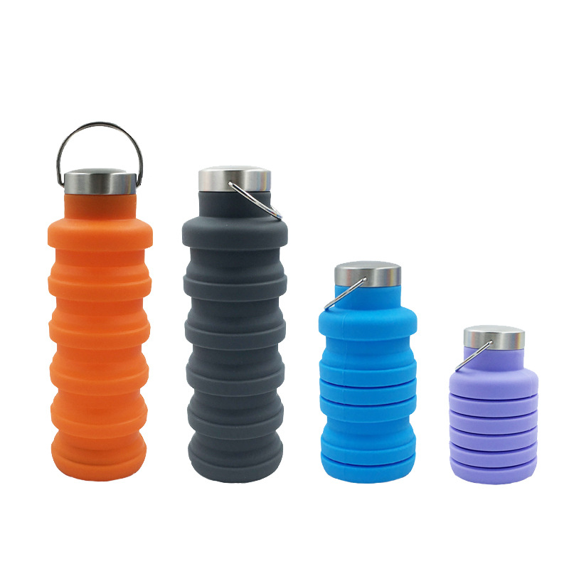 wholesale portable edible silicon folding cup 500ml creative sports kettle outdoor retractable decompression water cup Item Picture
