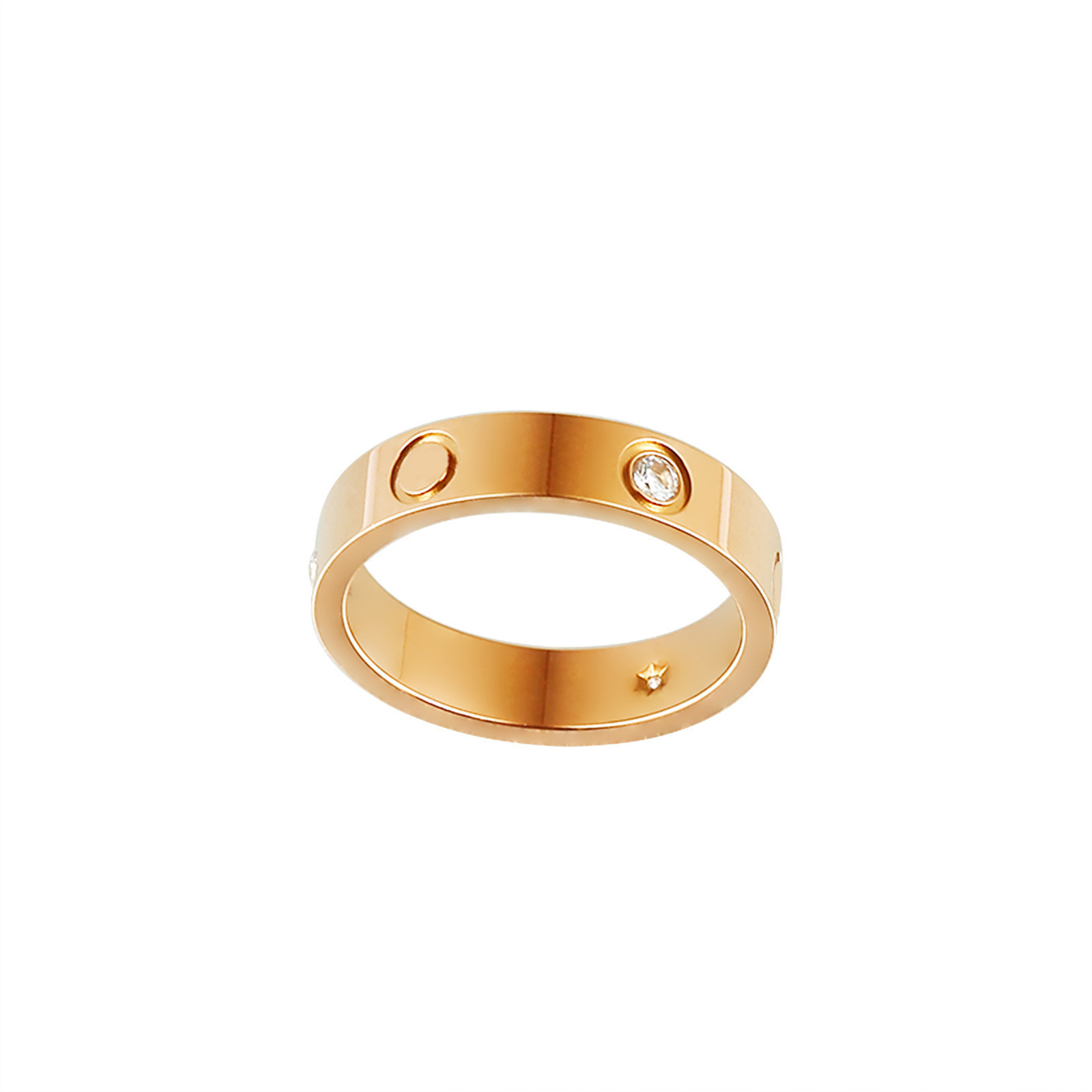khaki ring fashion titanium steel couple couple rings khaki diamond-free three-diamond european and american personalized stainless steel ring female full figure