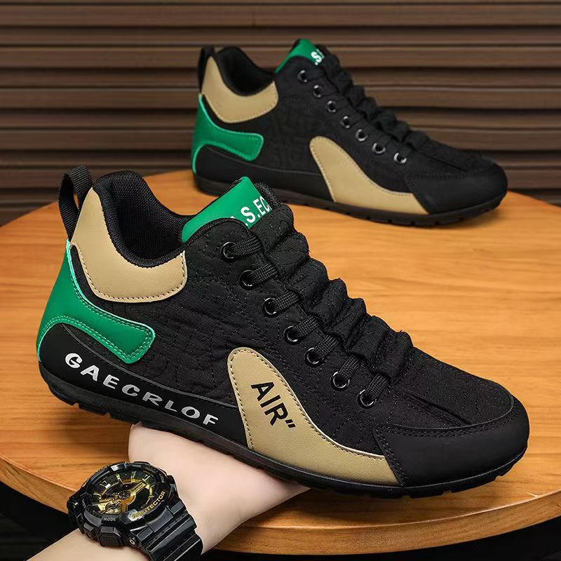 high-top shoes men's 2025 autumn new leather breathable casual sneakers soft bottom non-slip driving forrest gump gommino details Picture