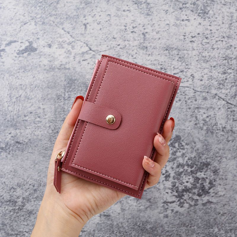 new wallet women's korean-style student coin purse lightweight portable mini version multi-card-slot card holder small zip wallet Item Picture