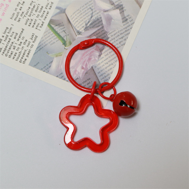 acrylic color five-pointed star key ring earphone sleeves handbag pendant paint circlip bell decorative keychain Specification drawing