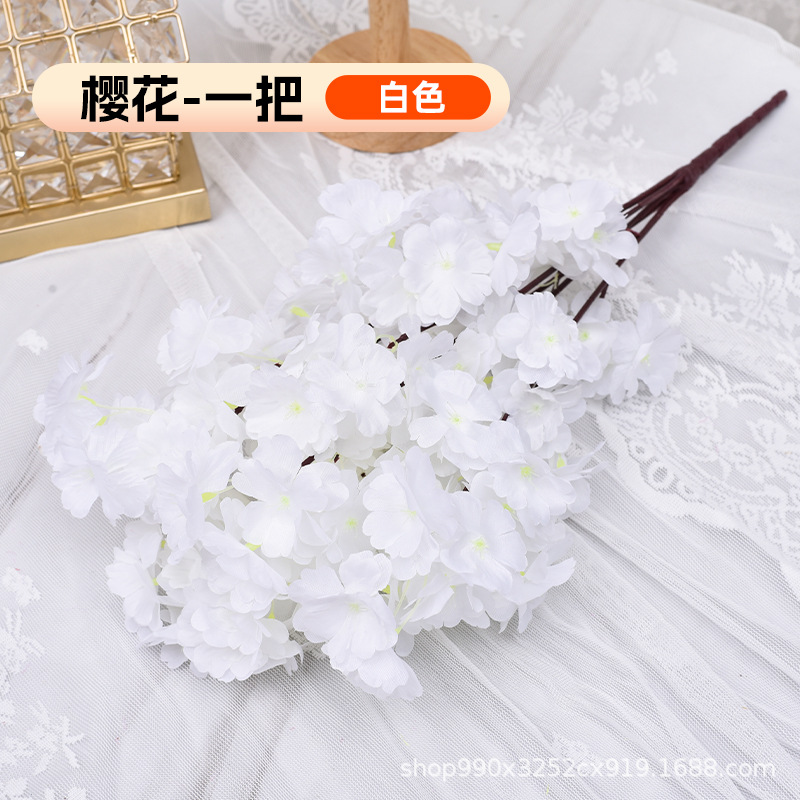 simulation peach branches fake plum blossom cherry blossom pieces of dried flowers for living room decorative silk flower fake flower for wedding plastic flowers engineering full figure