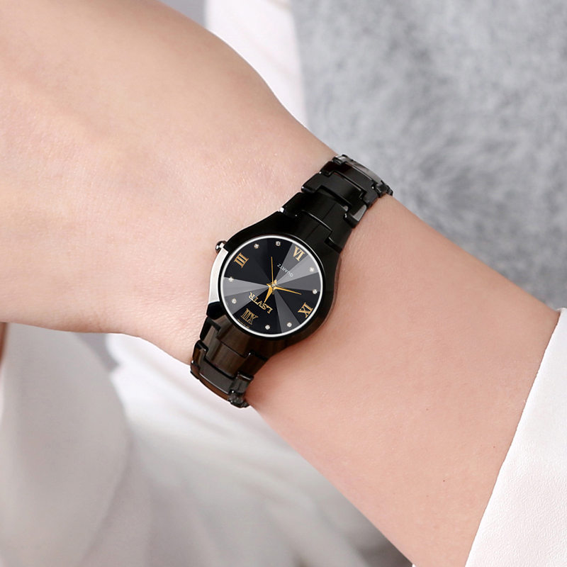 online hot sale tiktok watch women's men's watch tungsten steel color men's quartz calendar watch women's couple student's watch details Picture