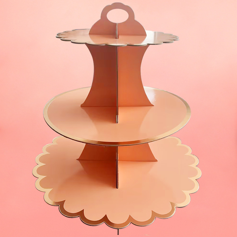 disposable multi-layer paper cake rack three-layer gilding dessert table cake decoration multi-layer dessert stand details Picture