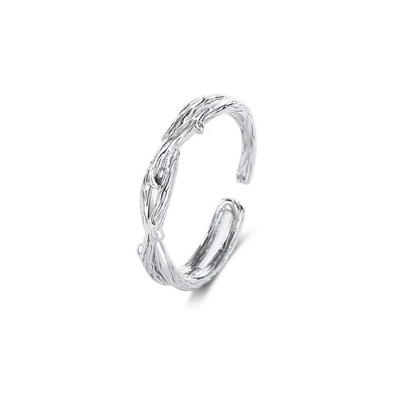 2025 thorn four-leaf clover couple ring simple graceful photosensitive surface hollow interwoven irregular all-match couple rings details Picture