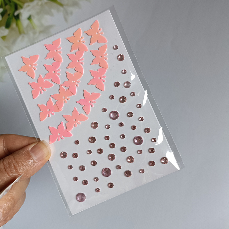 children's stage performance sticker face ornament pearl shell butterfly stick-on crystals face makeup decoration self-adhesive glue-free water sticker details Picture