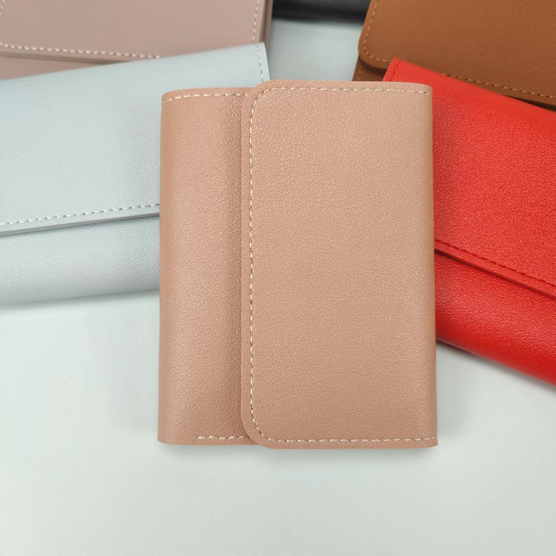 simple short women's wallet student ticket clip multifunctional card holder change three fold ultra-thin glossy wallet full figure