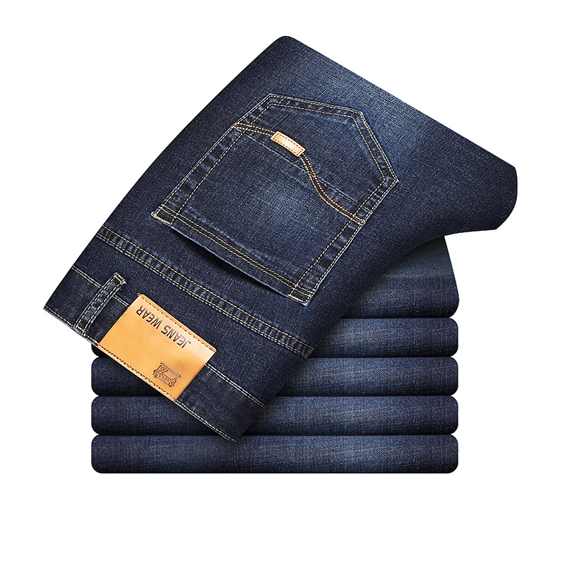 guangzhou xintang 2025 autumn and winter jeans men's loose straight stretch slim fit men's casual long pants fashion details Picture