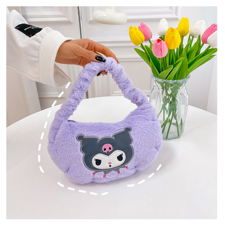 sanrio plush cartoon tote clow m shoulder cosmetic bag girl soft and adorable underarm bag factory wholesale Application Scenario