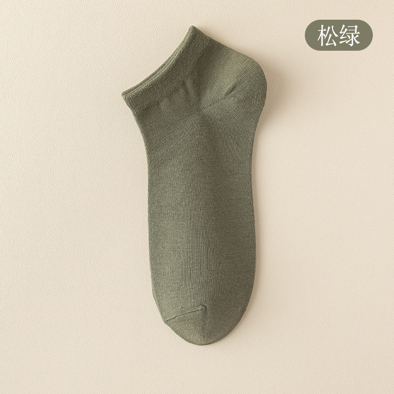 socks male socks spring and summer solid color deodorant and sweat-absorbing short cotton socks spring and autumn thin black men's boat socks full figure