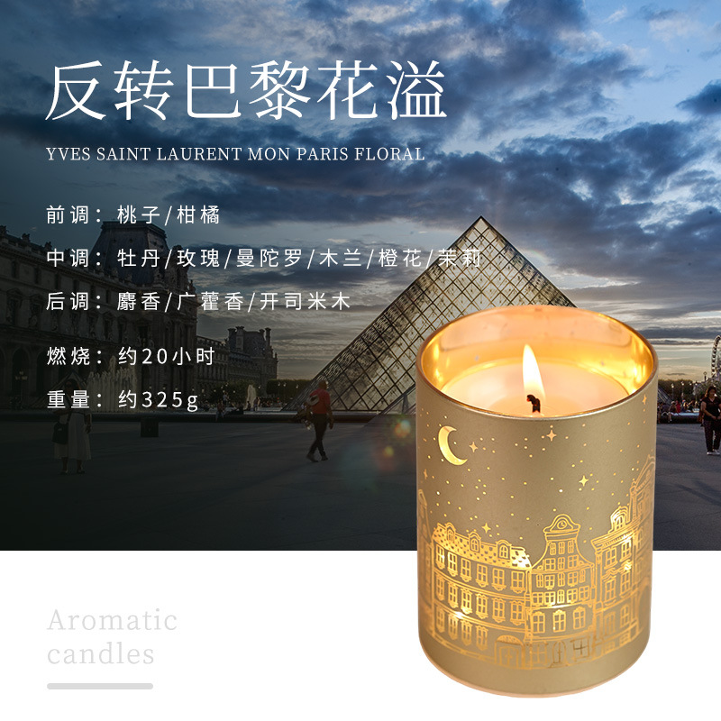 aromatherapy candle romantic city pattern holiday gift bedroom lasting fragrance fragrance small night lamp wholesale customization Specification drawing