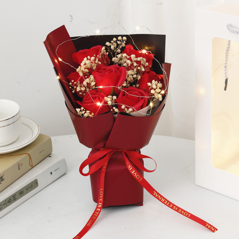 national day mid-autumn festival simulation ice crushing blue rose soap flower starry sky dried flower gift for boyfriend or girlfriend wife birthday gift details Picture