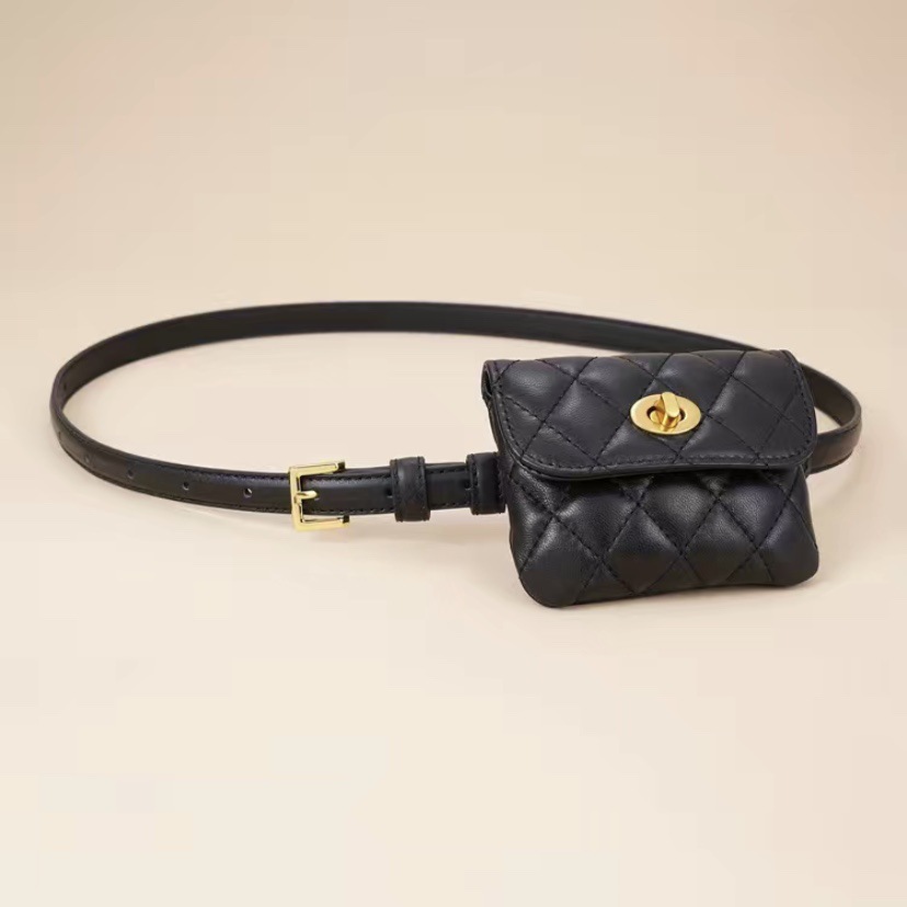 classic style rhombus belt waist bag fashion high sense new women's bags all-match lipstick pack with skirt belt bag full figure