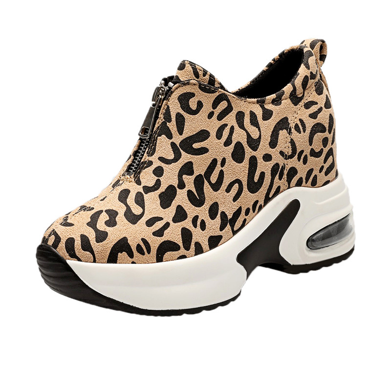 women's single-layer shoes leopard print cross-border women's shoes autumn and winter wedge velcro casual shoes korean style sexy students slimming sneakers Application Scenario