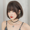 cross-border wholesale wig female japanese bob haircut round face synthetic wigs wigs straight bangs age-reducing realistic full-head wig full figure