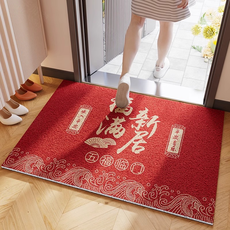 household red entrance doormat carpet large size entrance pvc coil mat door cutting non-slip foot mat Application Scenario