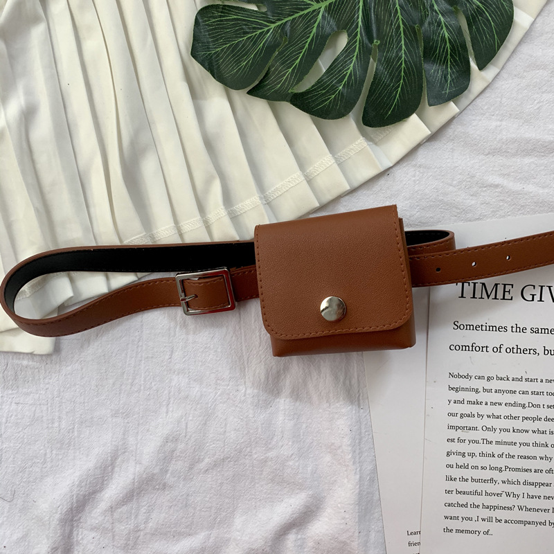 new women's belt waist bag fashion mini korean style small lether bag retro easy matching detachable belt female ins fashion Specification drawing