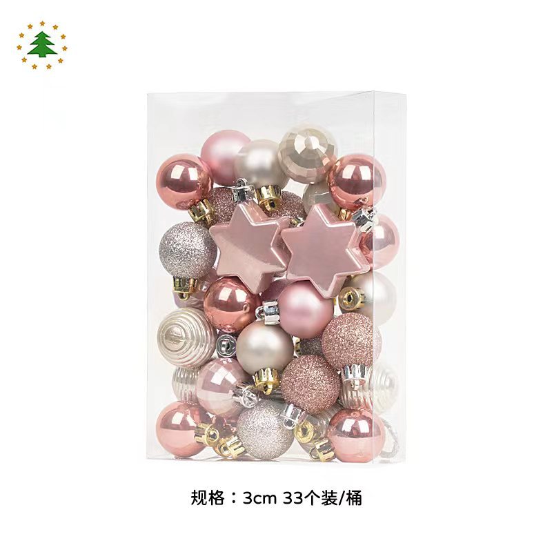 christmas tree decorations 3cm light gold christmas ball 33 tablets pack internet celebrity color matching pendant christmas combination ball full figure
