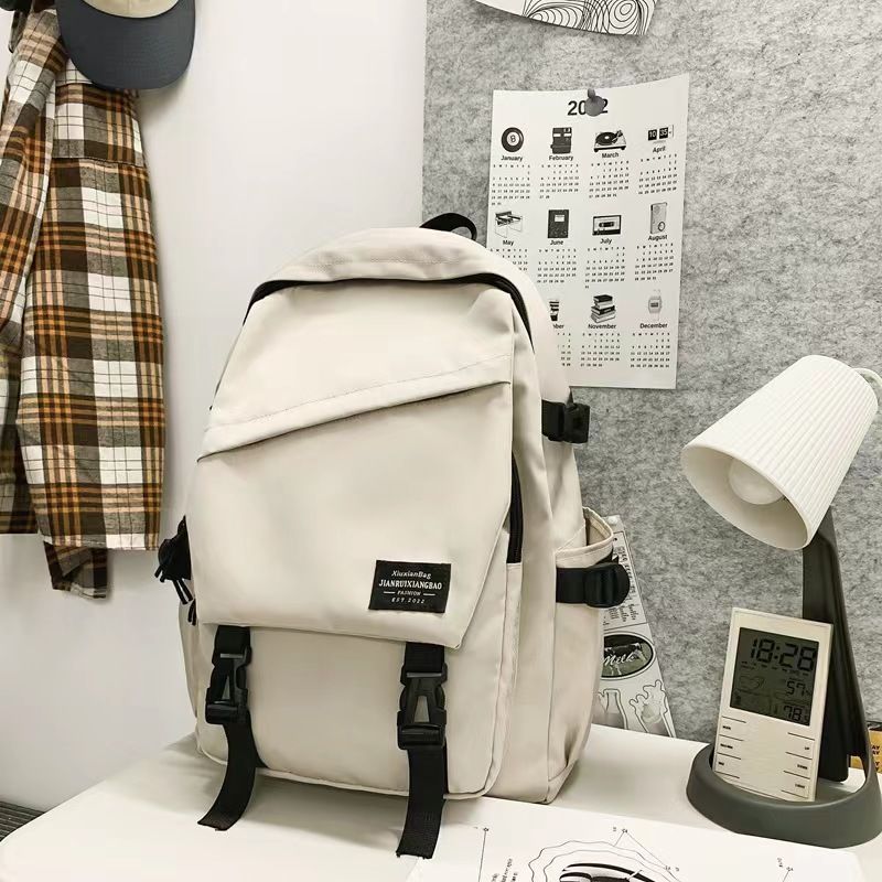ins backpack men's simple versatile large capacity leisure travel backpack female junior high school student high school and college student schoolbag Item Picture
