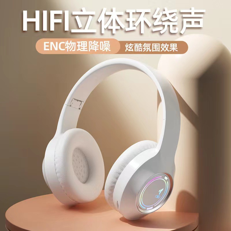 new m3 headset wireless bluetooth headset colorful luminous bass noise reduction e-sports games super long waiting full figure