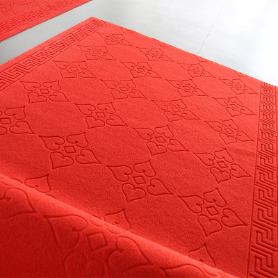 wholesale brushed embossed carpet pvc rubber sole non-slip velvet corridor hotel stage wedding red floor mat details Picture