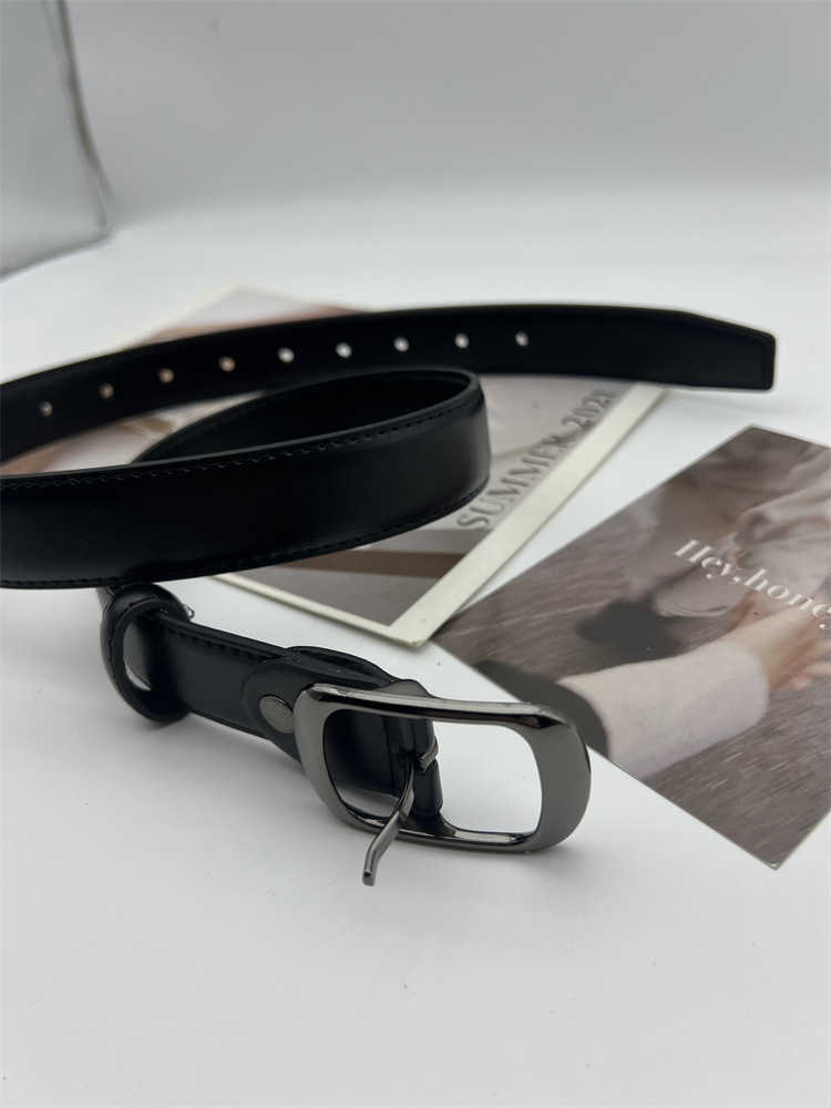 factory wholesale genuine leather women's belt versatile jeans belt women's trend fashion cattlehide leather arc de triomphe brown Item Picture